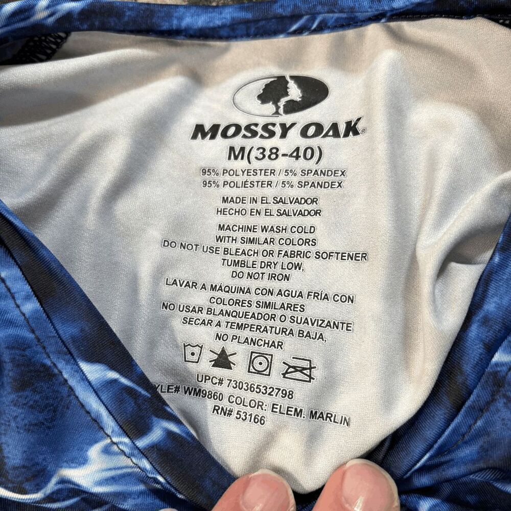MOSSY OAK FISHING Elements Agua Long Sleeve Shirt Blue Size Medium EUC - Picture 3 of 4